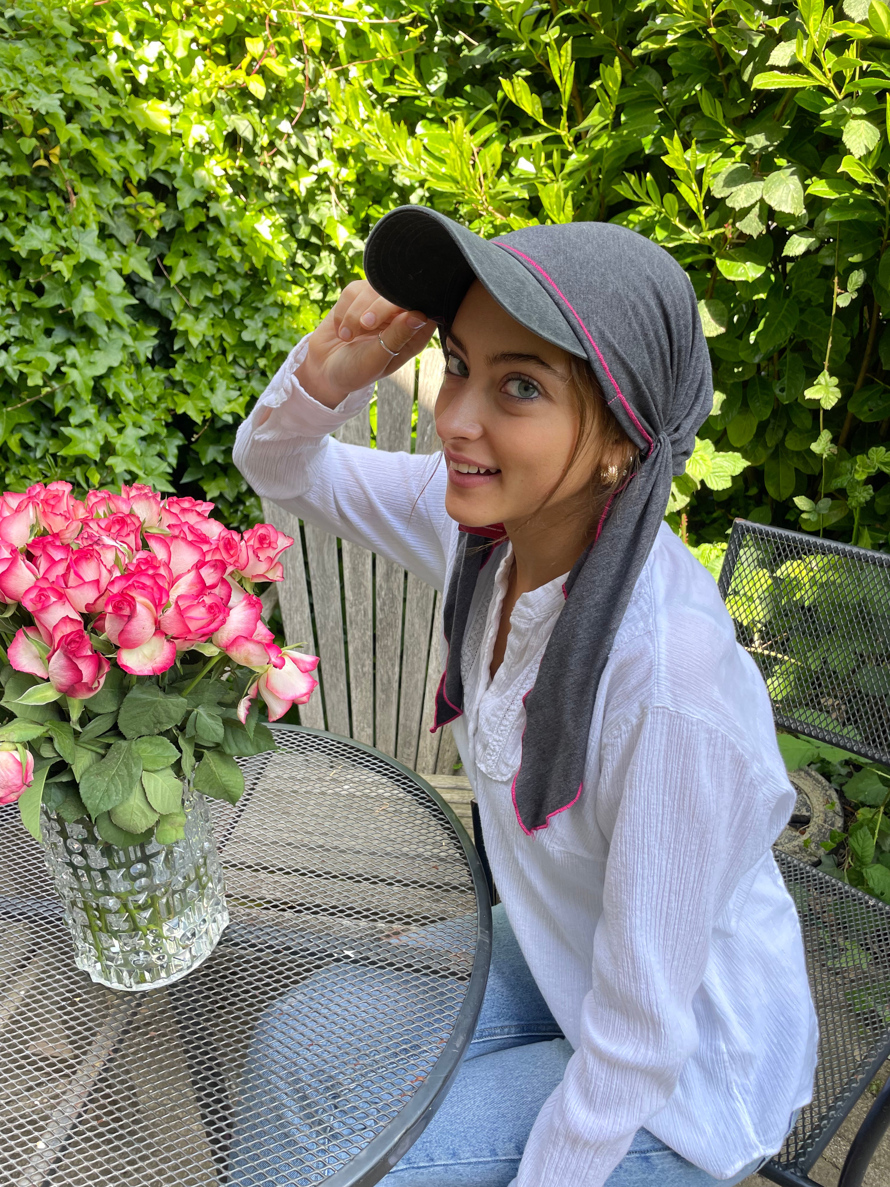 Stylish Baseball Cap with Brim - Grey & Pink Adjustable Sun Hat for Men & Women | UV Protection & Breathable Fabric | Perfect for Outdoor Sports, Beach, Hiking & Daily Wear | Made in USA