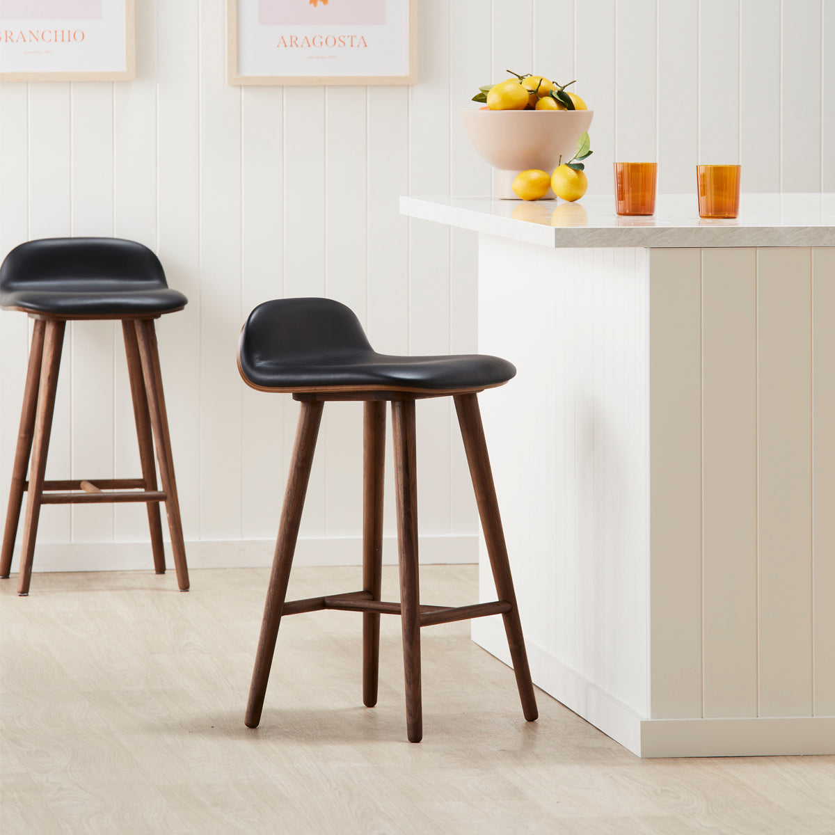 Premium Leather Bar Stool - Adjustable Height Modern Counter Stool with Backrest - Perfect for Kitchen Island, Home Bar & Dining Room Decor