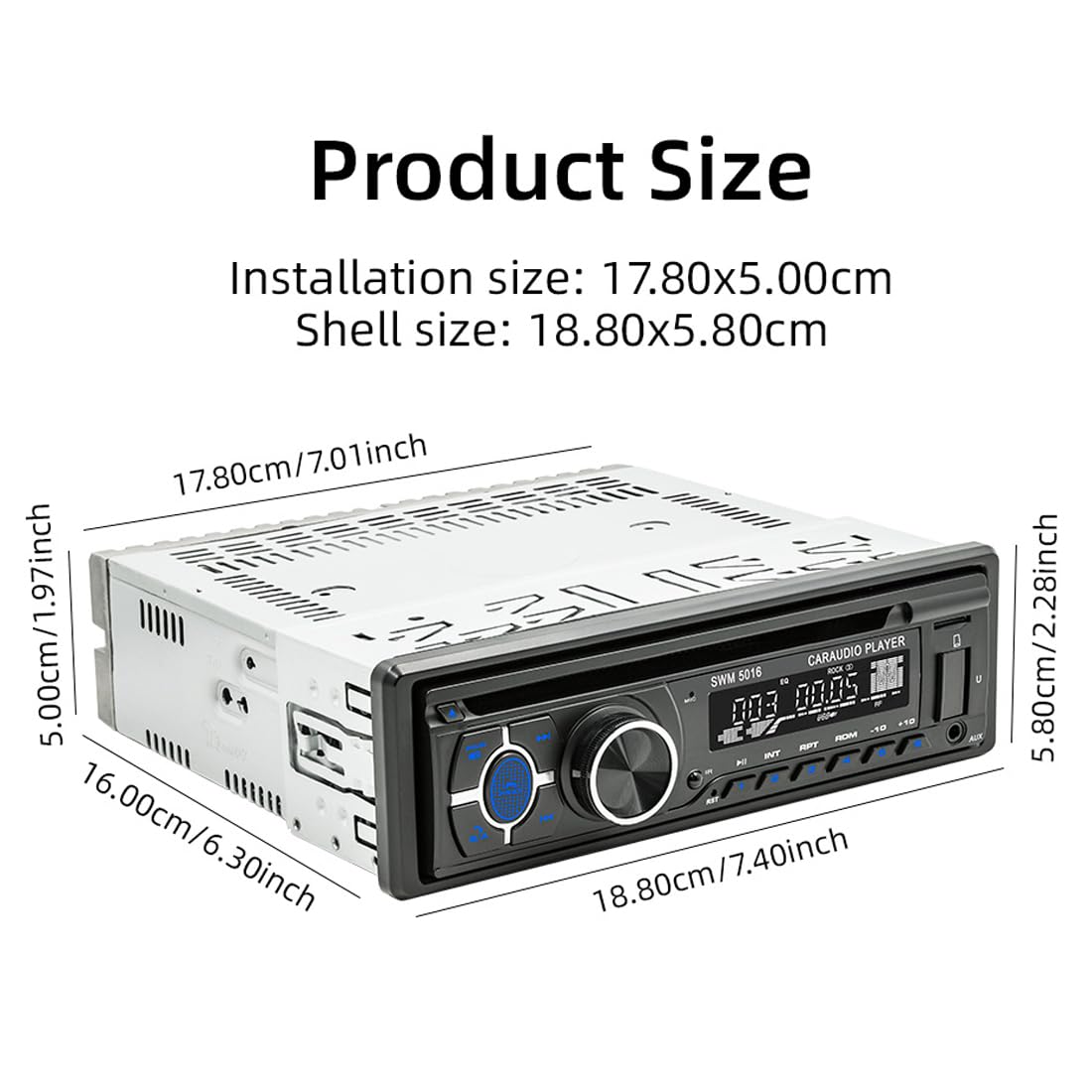 1 Din Car Stereo with Bluetooth, CD/DVD Player, USB/SD/AUX, RDS/FM/AM Radio & AI Voice Control - Hands-Free Calling, Vehicle Locator - Perfect for Road Trips, Commuting & In-Car Entertainment