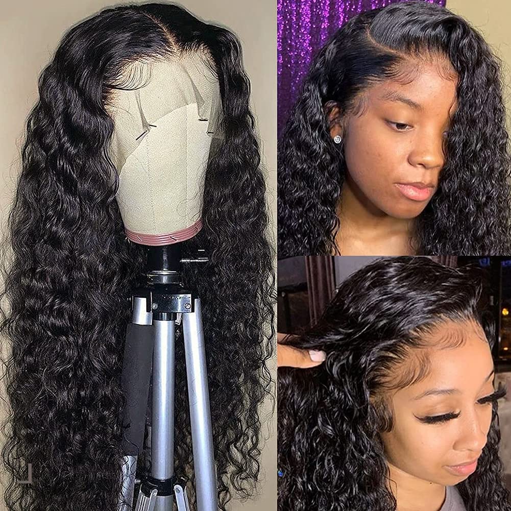 CHEETAHBEAUTY 13x6 HD Transparent Lace Front Wig - 100% Brazilian Human Hair Deep Wave 10A Grade - Pre Plucked with Baby Hair, 250% Density, 16 Inch Natural Black - Perfect for Daily Wear, Parties & Special Occasions for Black Women