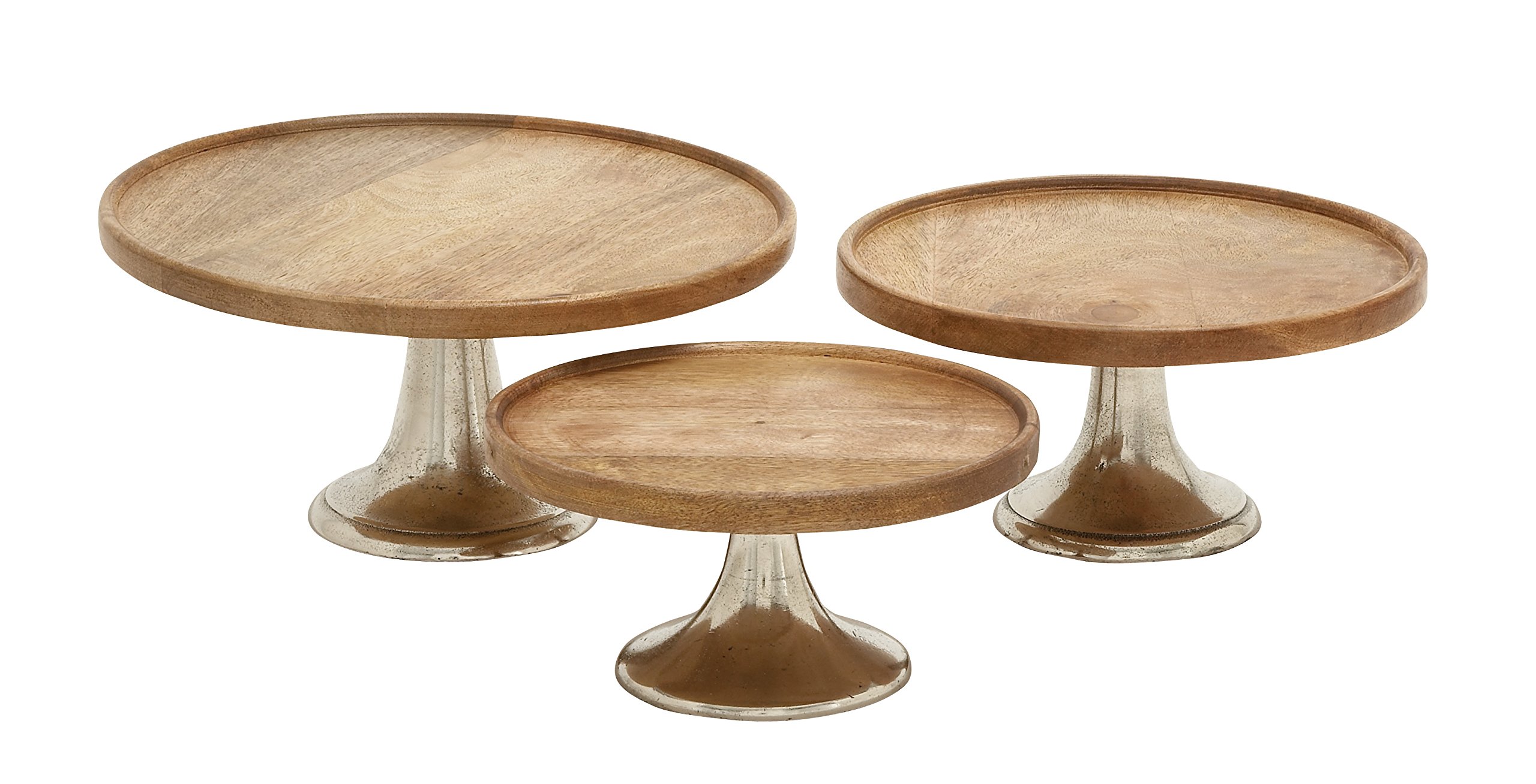 Deco 79 Modern Mango Wood Round Cake Stand Set - 3 Tiered Serving Stands (10