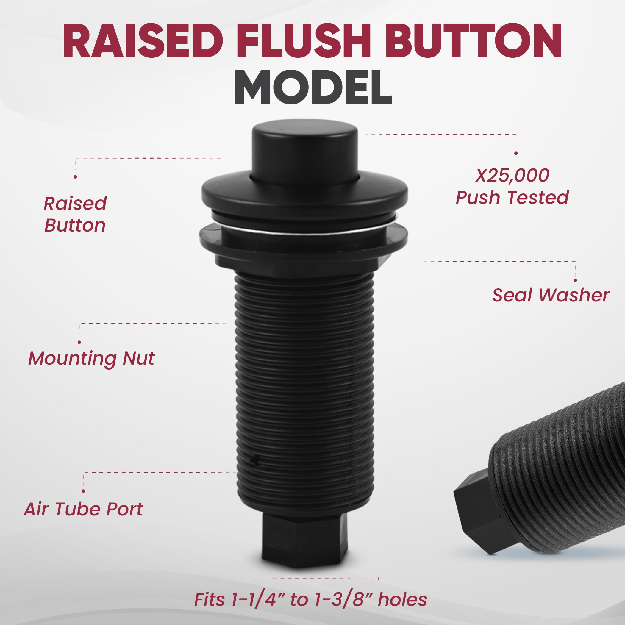 Westbrass ASB-RB3-05 Polished Nickel Replacement Raised Button Disposal Air Switch Trim - Perfect for Kitchen Sink, Bar, and RV Upgrades
