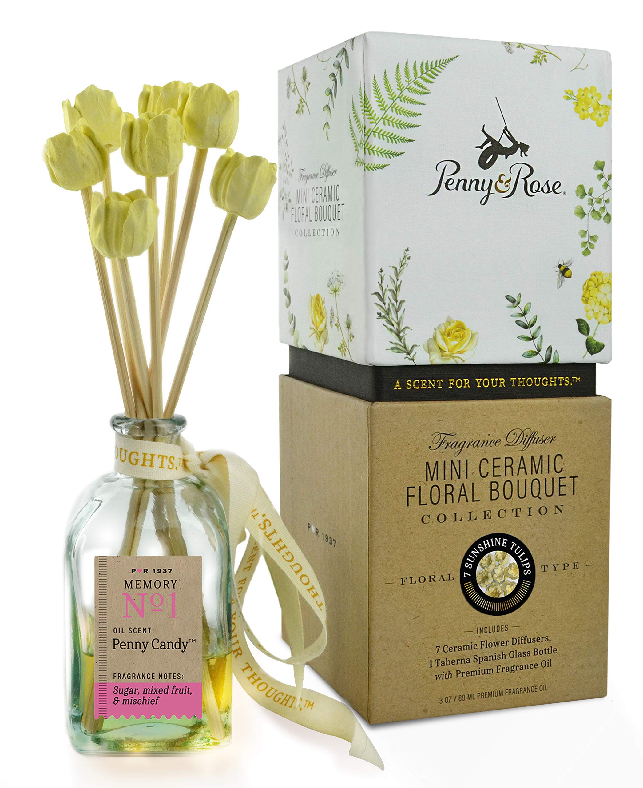 Penny & Rose Ceramic Tulip Essential Oil Diffuser - Aromatherapy Scented Reed Diffuser for Home, Office & Spa | Perfect for Relaxation, Stress Relief & Air Freshening