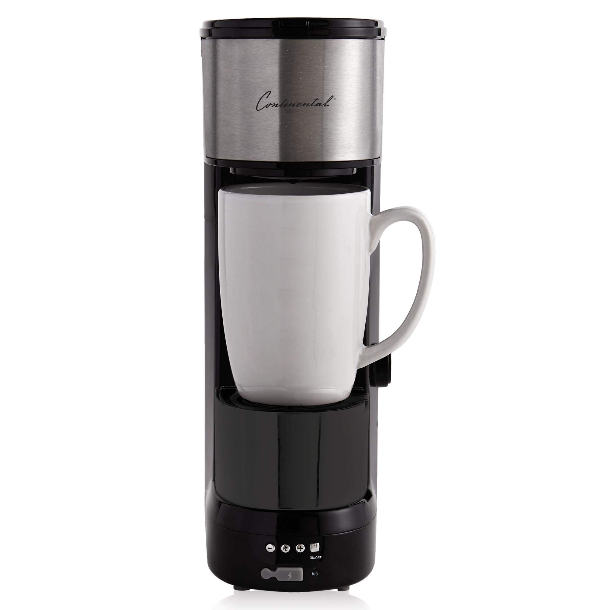 Continental Electric CP-CP019 Personal Coffee Maker - Compact Single Serve Black Coffee Machine for Home, Office, Dorm & Travel Use