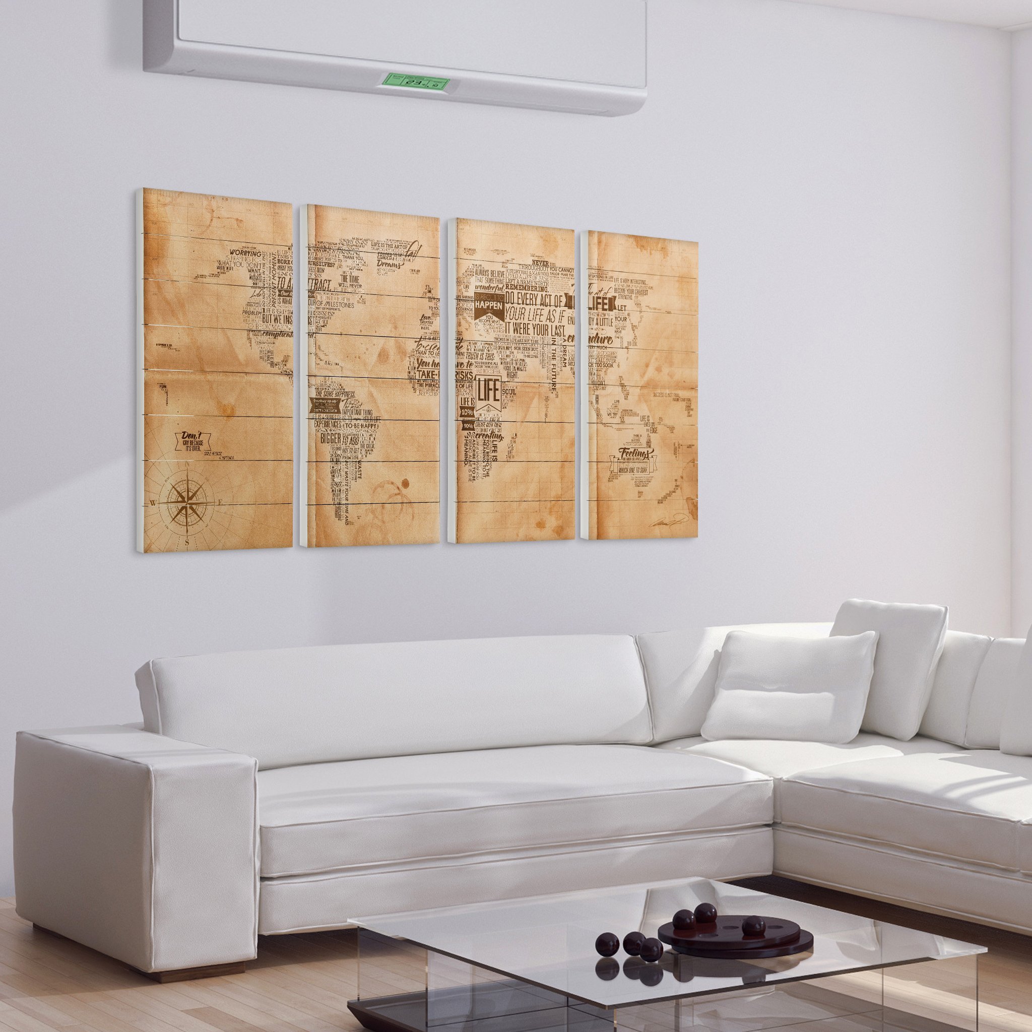 Empire Art Direct World Map Fine Art Giclee Print on Solid Fir Wood Plank - Premium Graphic Wall Decor for Living Room, Office & Home