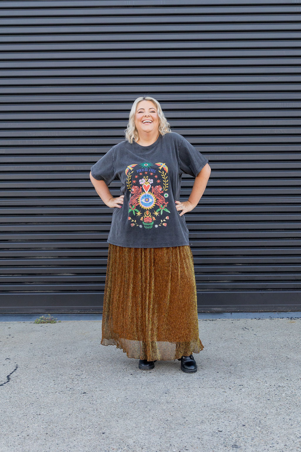 Gatsby Plisse Skirt in Gold - Elegant High Waist Midi Skirt for Women | Perfect for Parties, Weddings & Vintage Style Outfits