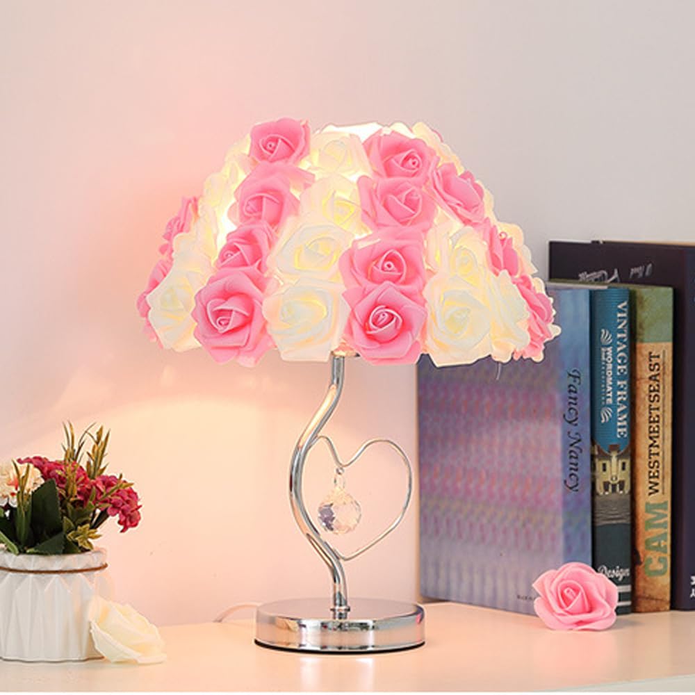 Romantic Rose Flower Table Lamp - Artificial Rose Bouquet Night Light for Bedroom, Valentine's Day Gift, Wedding & Party Decor (Yellow & Pink) | Perfect for Bedside Lighting, Anniversary Gifts & Romantic Home Decor