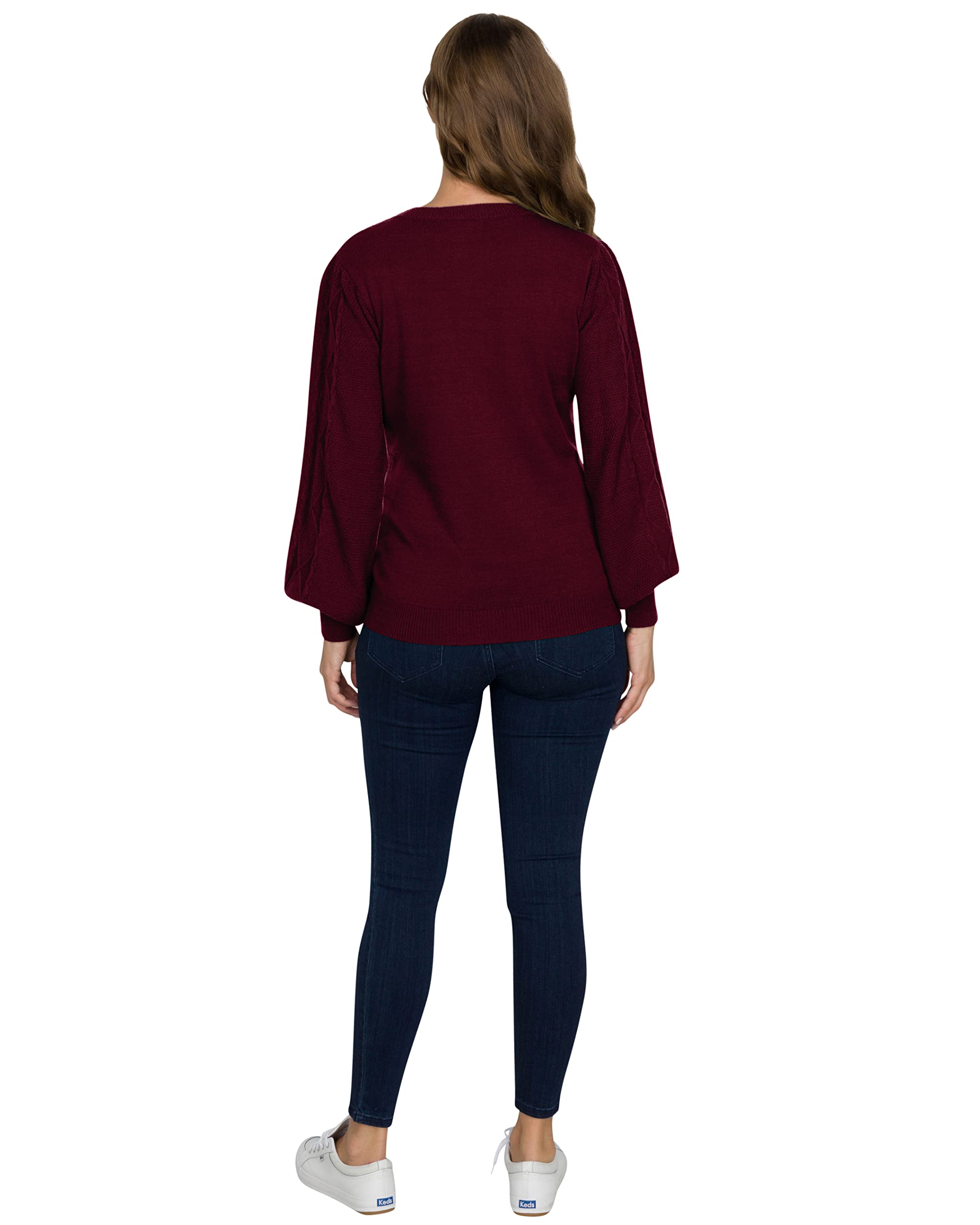 Eliana Cable Knit Sleeve Maternity Sweater - Soft Stretch Pregnancy Sweater for Women - Cozy Winter Maternity Clothes for Nursing & Everyday Wear