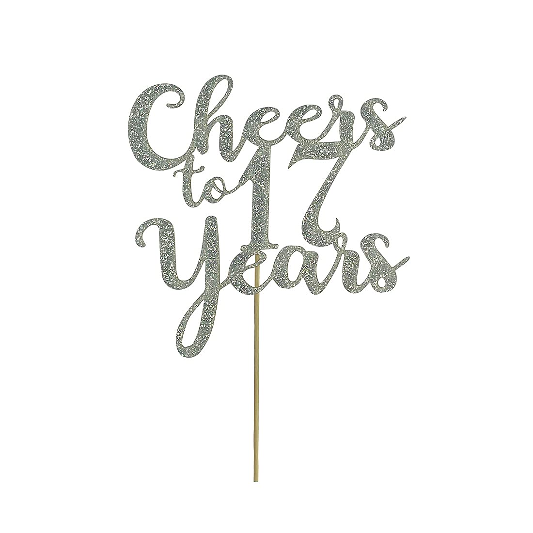 17th Birthday Cake Topper - Silver Glitter 'Cheers to 17 Years' Decor for Anniversary & Sweet 16 Parties | Perfect for Milestone Celebrations, Graduations & Special Occasions