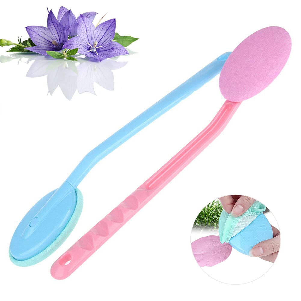 WMLBK Detachable Shower Back Scrubber with Long Handle - Exfoliating Bath Brush & Lotion Applicator for Deep Cleaning (Pink) - Perfect for Hard-to-Reach Areas & Spa-Like Shower Experience
