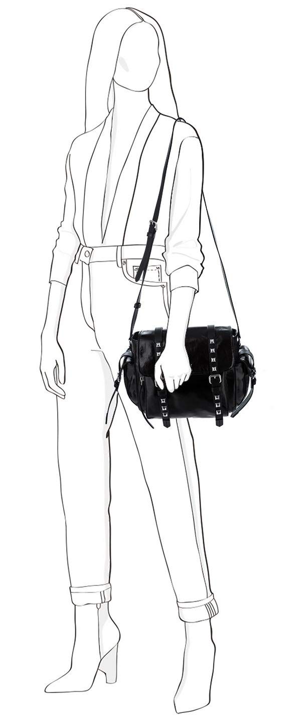 DKNY Naomi Messenger Crossbody Bag for Women - Stylish Black Leather Shoulder Bag, Perfect for Work, Travel & Everyday Use