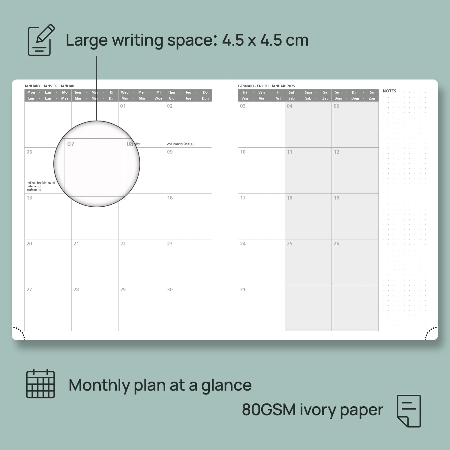 POPRUN 2025 Weekly Planner - 17 Month Large Diary (Aug 2024-Dec 2025) with Soft Cover, 26.5x21.5cm Vertical Layout - Perfect for Business, School & Personal Organization (Black)