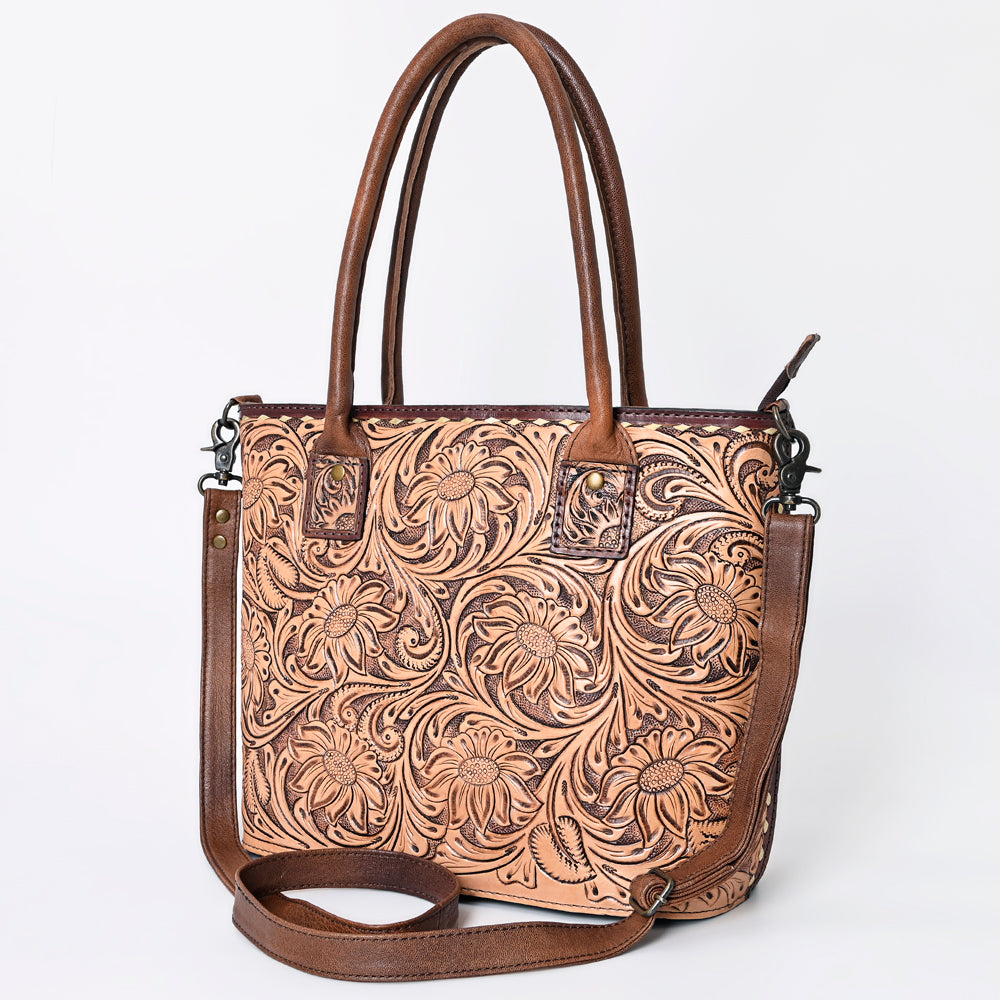 ADBG1147 American Darling Genuine Leather Western Tote Bag for Women - Hand Tooled Cowhide Purse & Handbag for Casual Outings, Work, and Travel