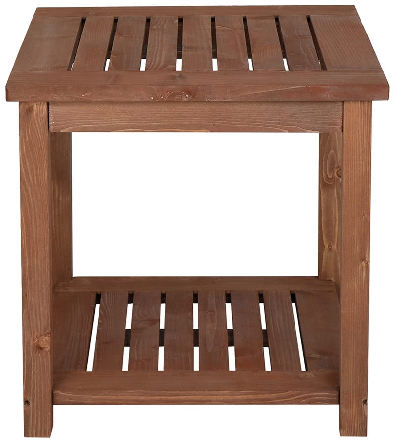 Wooden Outdoor Side Table with Storage Shelves - Small Patio End Table, Accent Furniture for Garden, Deck & Balcony - Perfect for Drinks, Books & Outdoor Decor