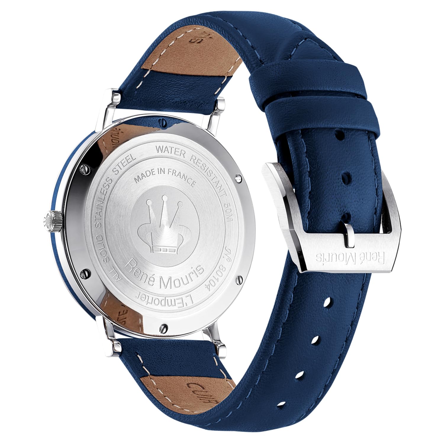 René Mouris L'Emporter Men's Quartz Watch - 41mm 316L Stainless Steel Classic Dress Watch with Sapphire Coated Crystal & Italian Leather Strap - 50M Waterproof - Perfect for Business, Formal Events & Everyday Wear