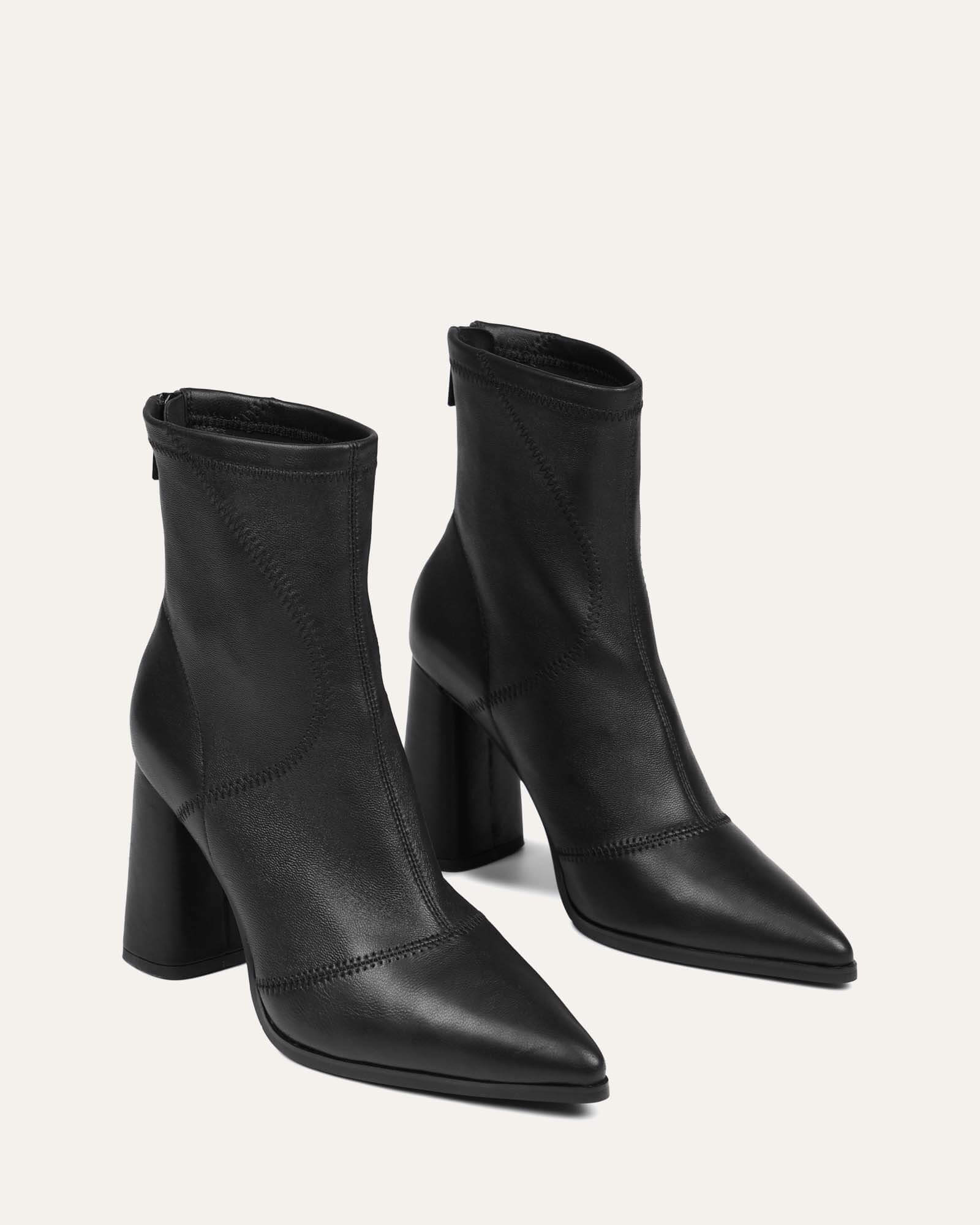 Premium Black Leather High Ankle Boots for Women - Stylish & Comfortable TEX Boots for Casual Wear, Work & Outdoor Activities