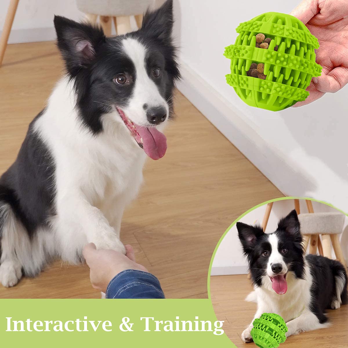 OTIME Puppy Teething Toys for Small & Medium Dogs - 360° Cleaning Durable Rubber Chew Ball for Teething, Play & Treat Dispensing - 2 Pack Dog Toys for Indoor & Outdoor Use