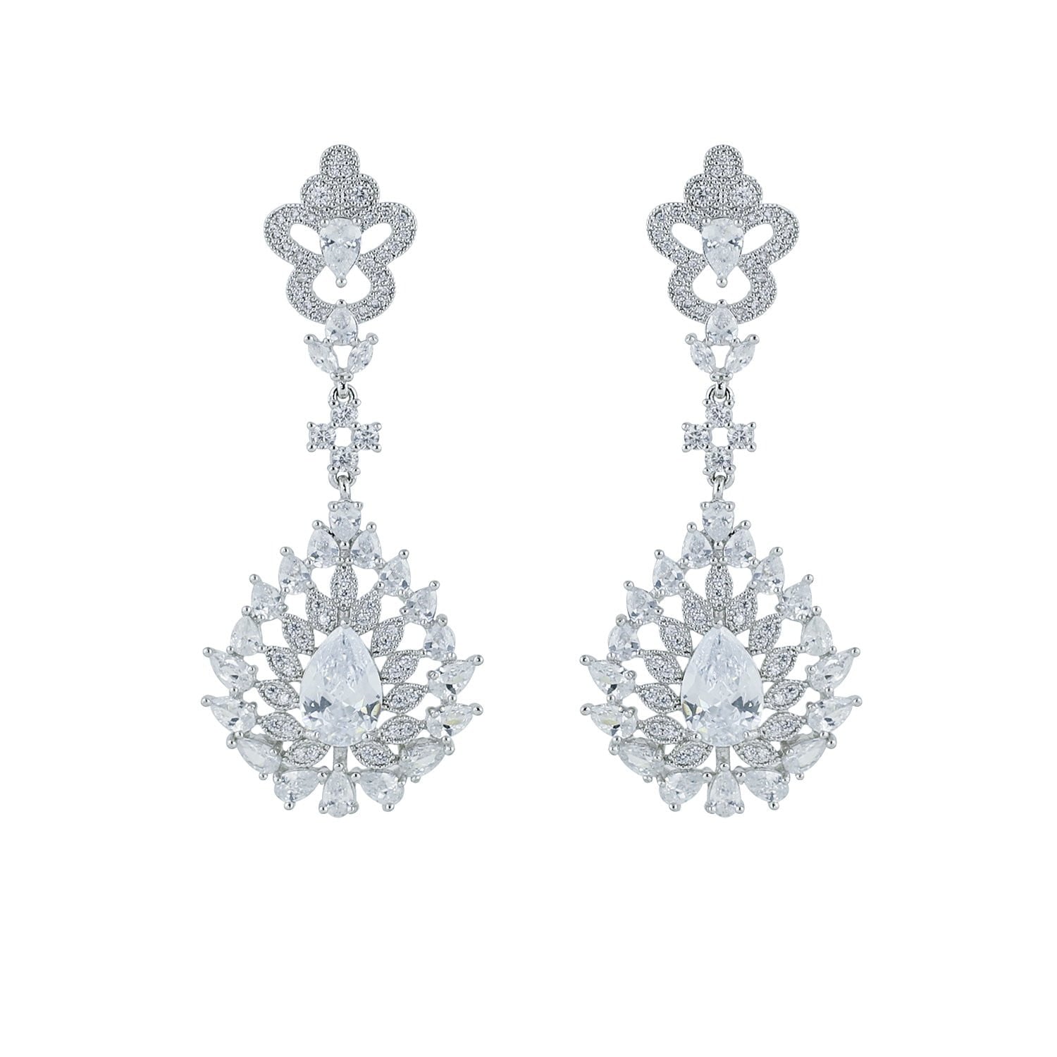 Cubic Zirconia CZ Wedding Drop Dangle Earrings for Women - Elegant Bridal Jewelry Gift for Bride, Party & Special Occasions