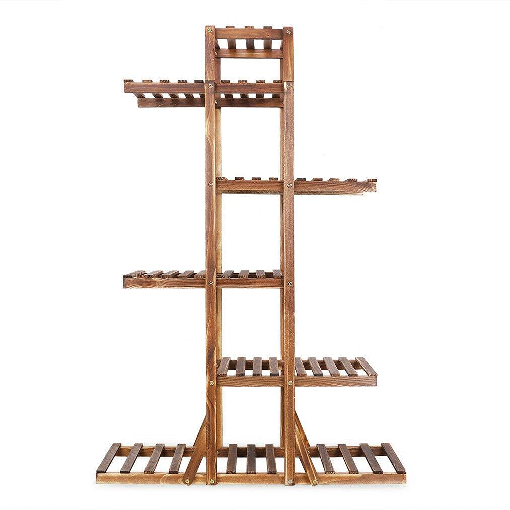 Europder 5-Tier Wooden Flower Stand - Sturdy Plant Shelf for Indoor & Outdoor Plants, Bonsai, Garden Decor - Perfect for Home, Patio, Balcony, and Office Plant Display