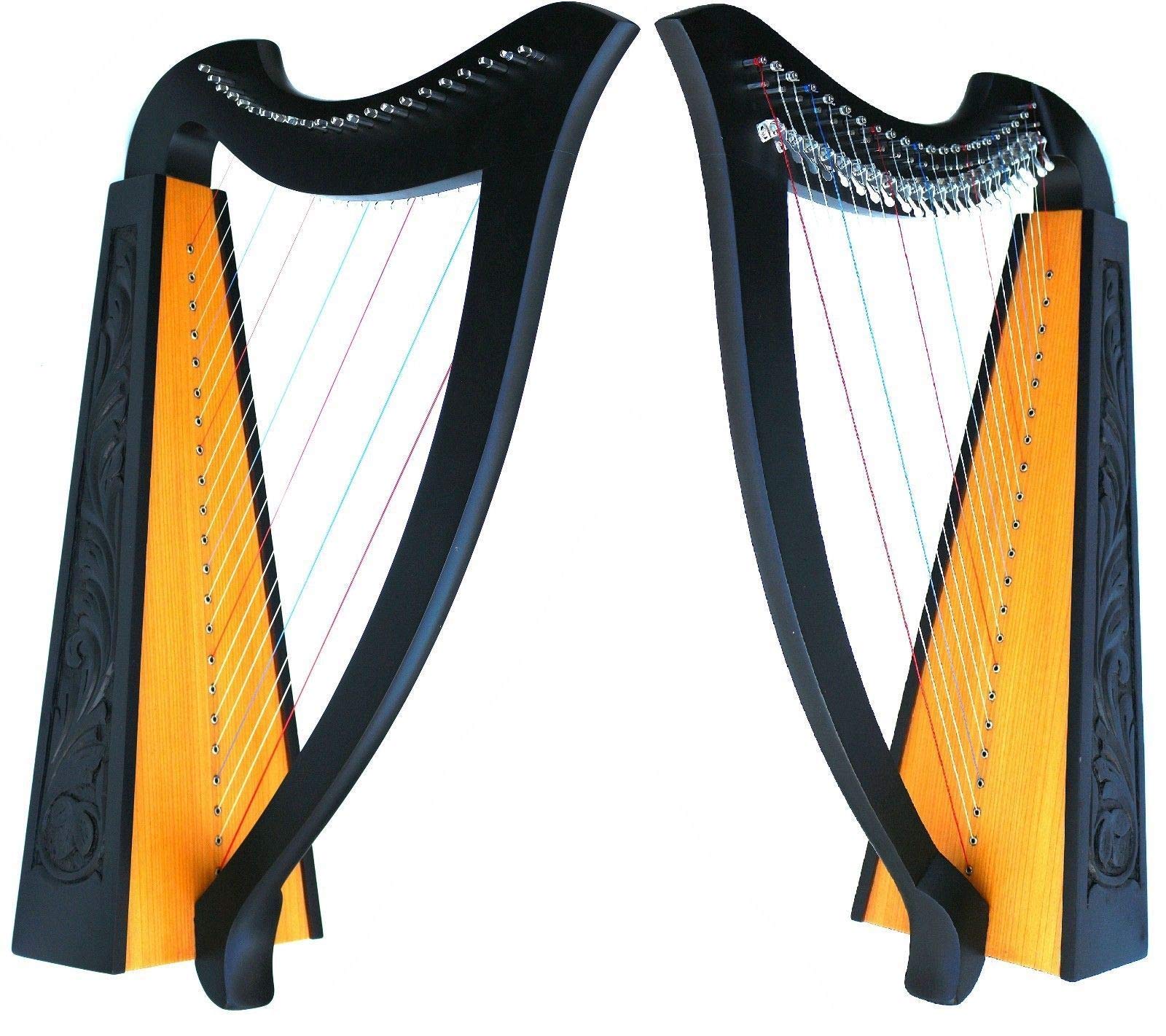 22 Strings Black Lever Harp with Carry Bag - Irish Celtic Folk Lap Harp MA-1030BK for Home Decor, Music Therapy & Traditional Performances