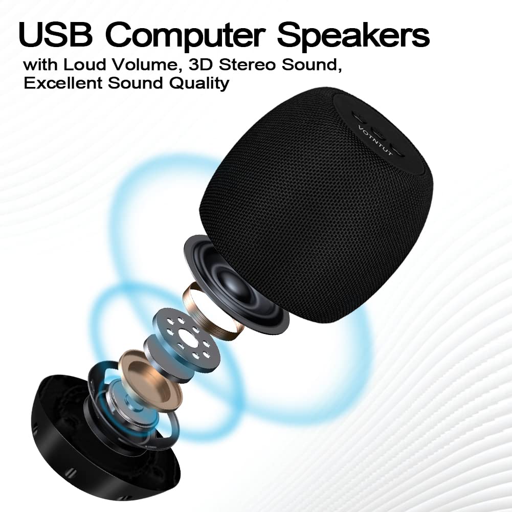 ZETIY USB-Powered PC Speakers - High-Quality Stereo Sound, Louder Volume & Rich Bass for Desktop & Laptop - Perfect for Gaming, Movies & Music (Black)