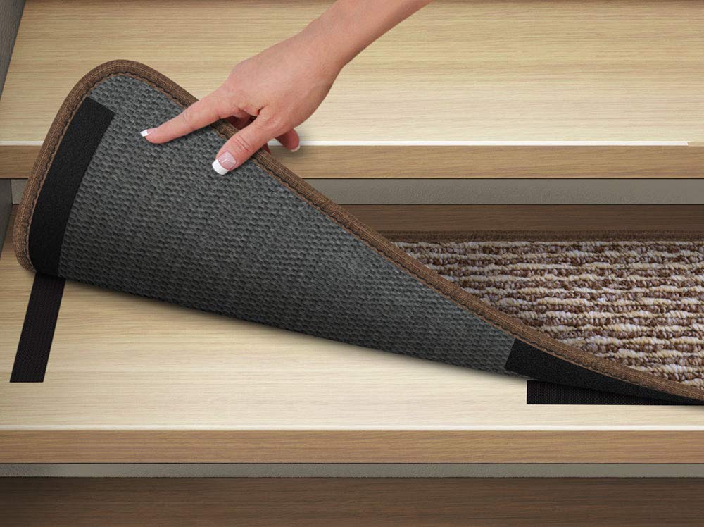 12 Pack Attachable Indoor Carpet Stair Treads - Non-Slip Staircase Mats (9