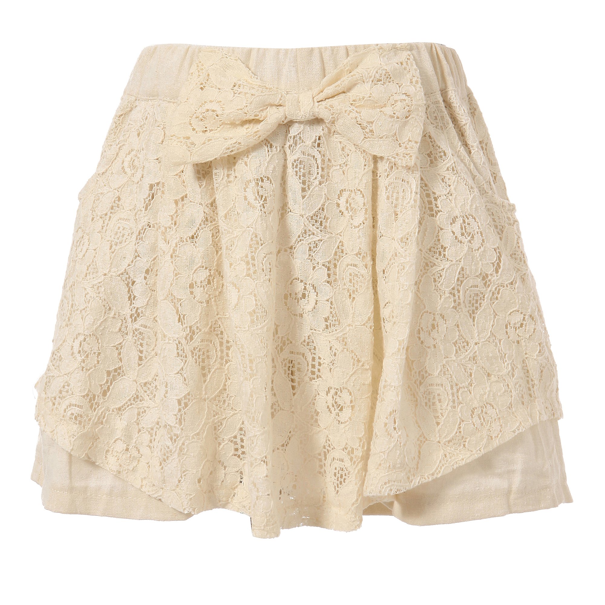 Richie House Little Girls' Lace Skirt with Bow Accent RH0893 - Elegant Floral Lace Skirt for Toddler Girls, Birthday Party Dress, Flower Girl Outfit, Easter & Spring Photoshoot