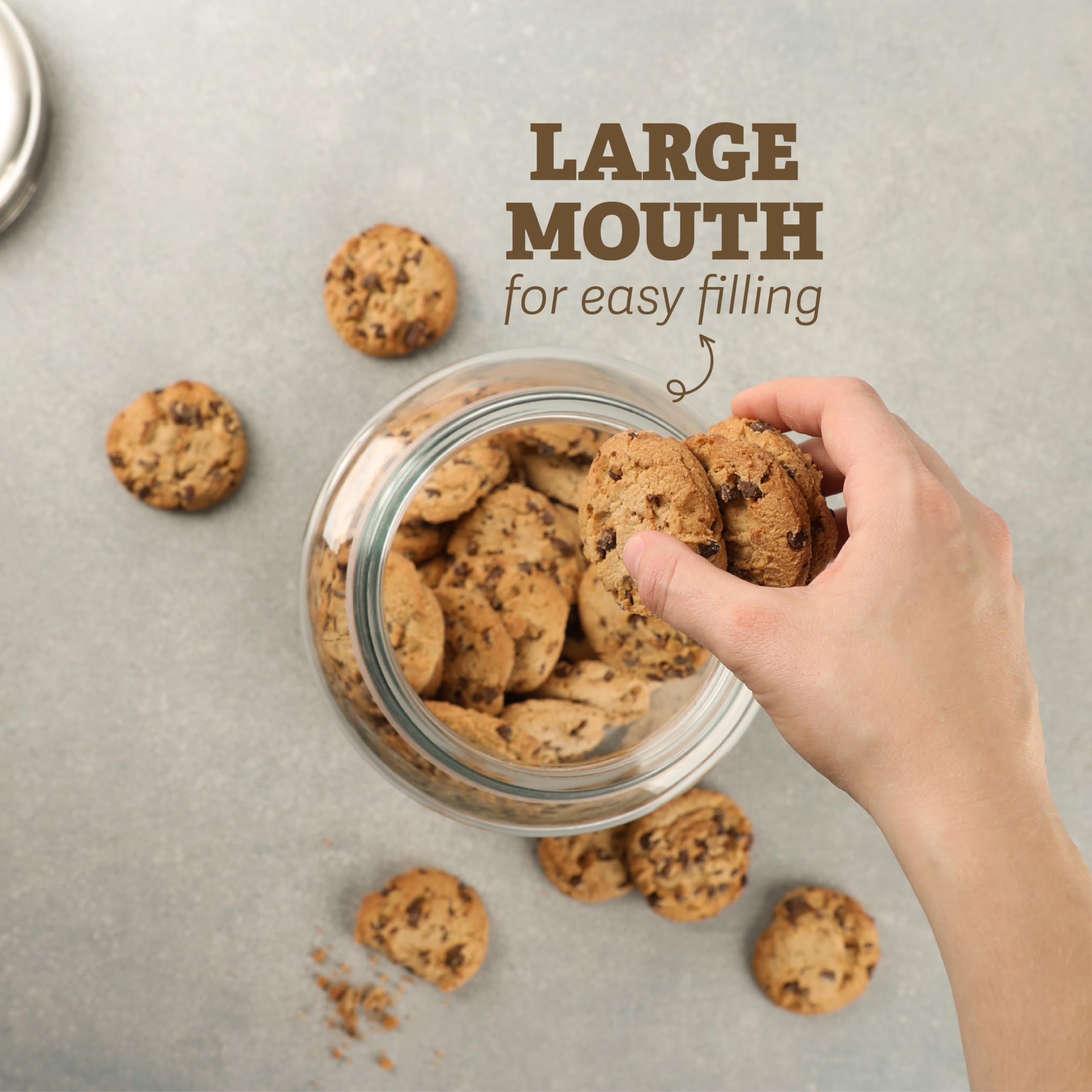 1 Gallon Glass Cookie Jar with Matte Black Metal Lid - Airtight Food Storage Container for Cookies, Candy, Dried Fruits & Nuts - Perfect for Kitchen, Pantry or Laundry Room Organization - Pack of 1 - Great for Home Baking & Bulk Food Storage