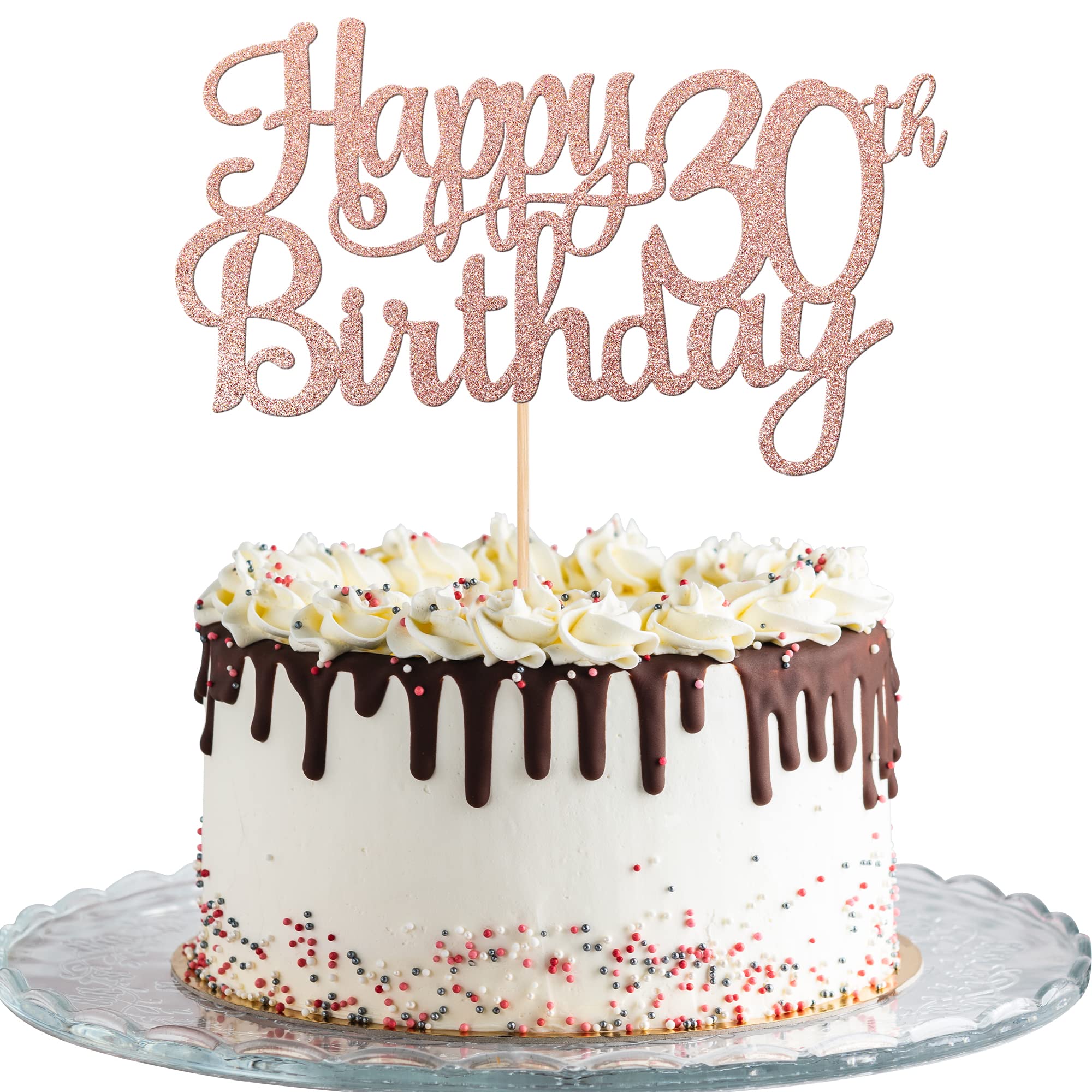 1 PCS Happy 30th Birthday Cake Topper - Glitter 'Cheers to 30 Years' Cake Pick - 30 Fabulous Rose Gold Cake Decoration for 30th Birthday & Anniversary Party Supplies - Perfect for Milestone Celebrations, Dessert Tables & Photo Backdrops