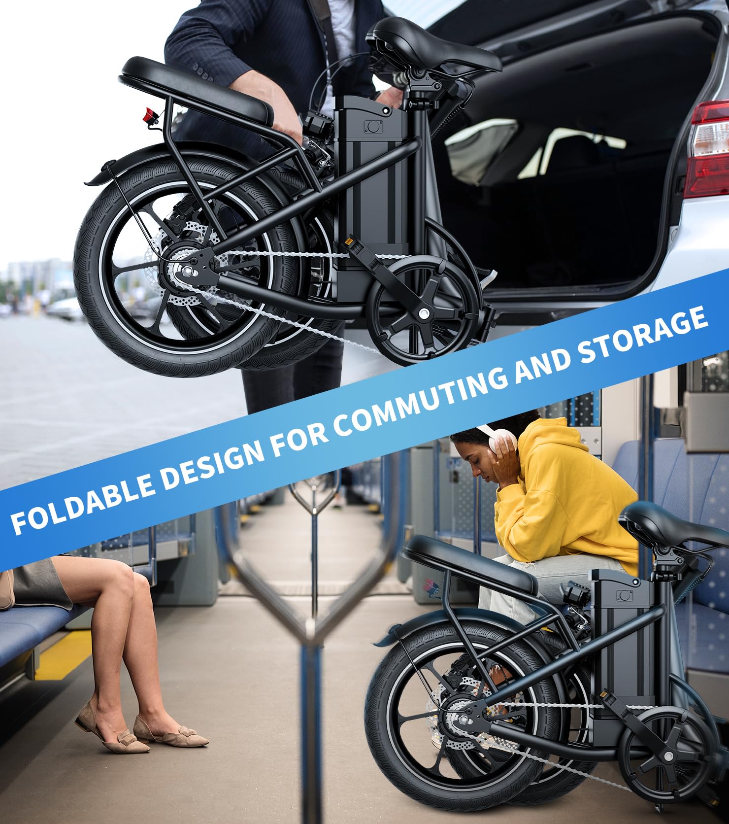 **WINDHORSE Electric Bike for Adults - 630W Peak Motor Folding E-Bike, 35 Miles Range, 25MPH, Dual Disc Brakes, Suspension & Removable Battery - Perfect for Commuting, City Riding & Outdoor Adventures**