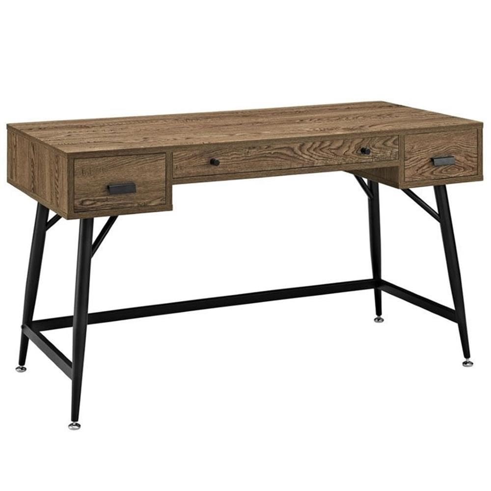 UrbanPro Mid-Century Modern Walnut Wood Office Desk - Stylish Home Office Furniture for Small Spaces & Remote Work