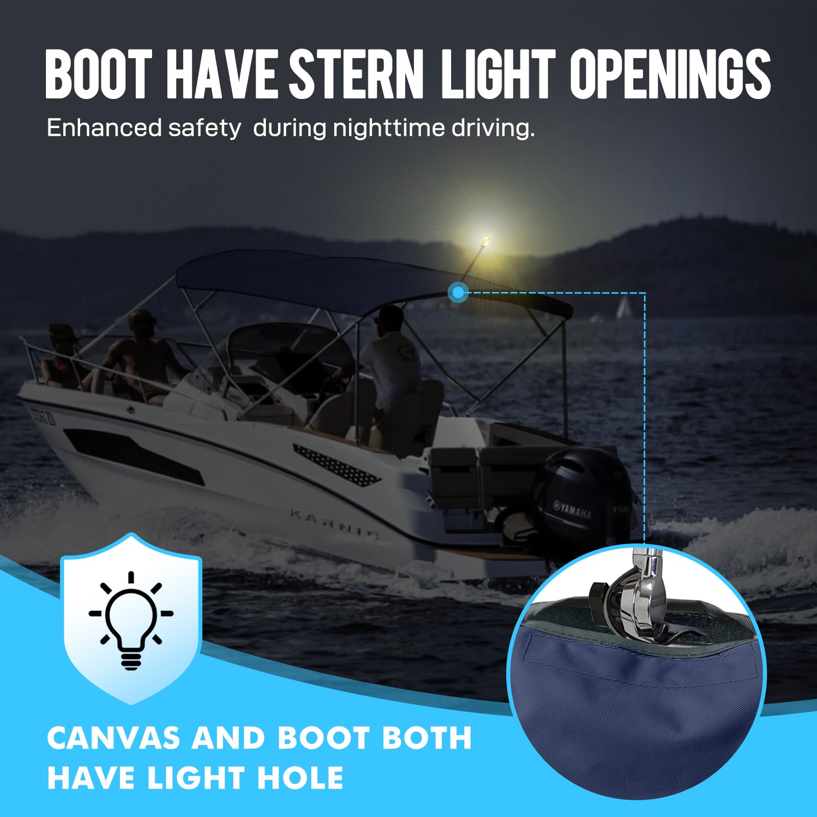 900D Heavy Duty Waterproof 4 Bow Bimini Top Replacement Canvas - Navy Blue 8'L 97
