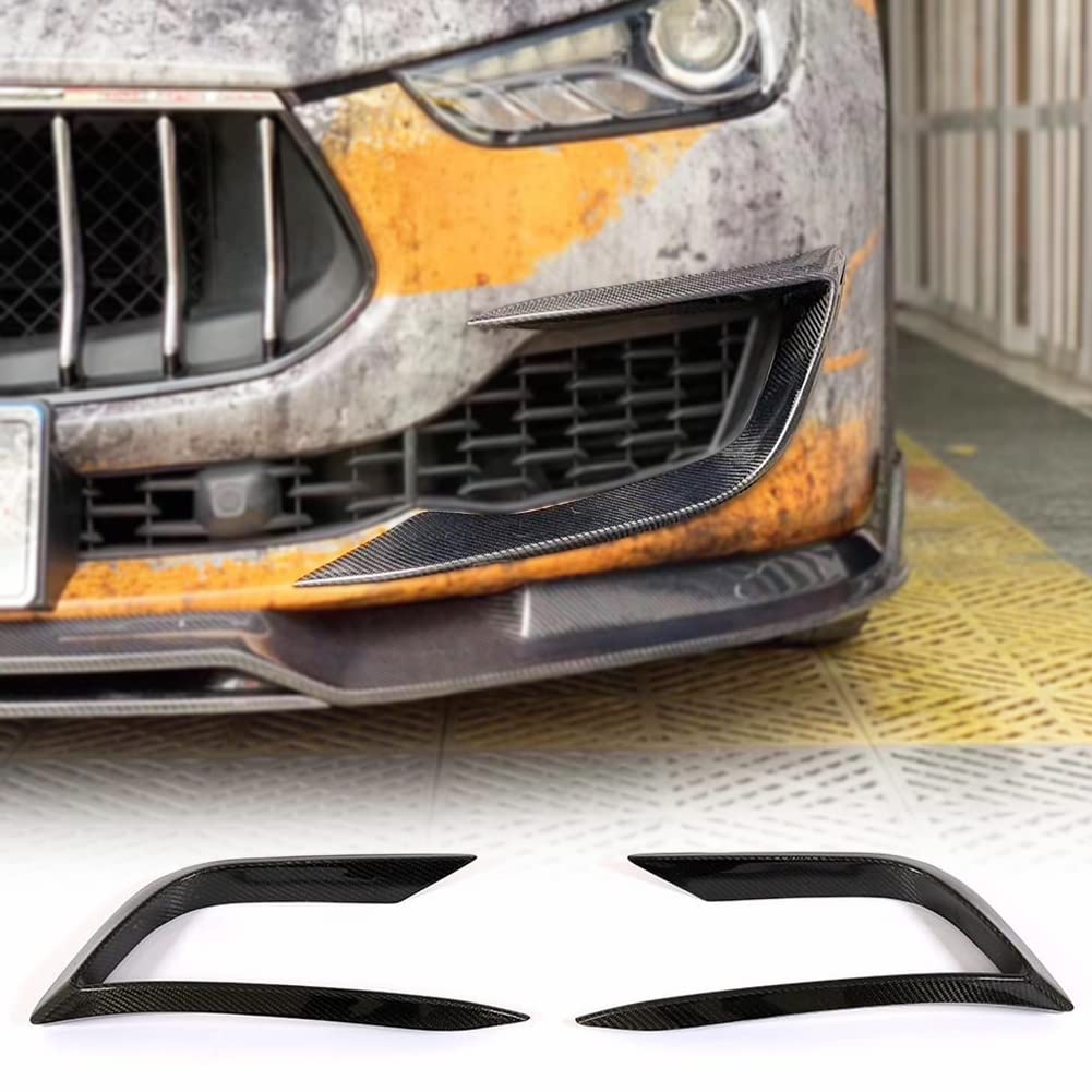 Maserati Ghibli 2018-2023 Carbon Fiber Front Bumper Vents & Splitters Kit - Aerodynamic Trims for Base Sedan 4-Door | Enhances Sporty Look & Performance (Fits Upper Valences) - Perfect for Car Enthusiasts & Street Racing