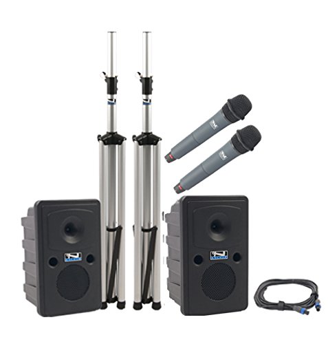 Anchor Audio Go Getter Dual Deluxe PA System with 2 Wireless Handheld Microphones - Perfect for Outdoor Events, Live Performances & Public Speaking