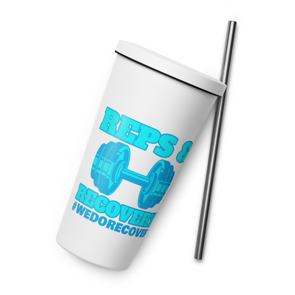 Reps & Recovery Tumbler - 20oz Insulated Stainless Steel Water Bottle with Lid & Straw - Perfect for Gym, Workouts, and Post-Training Hydration