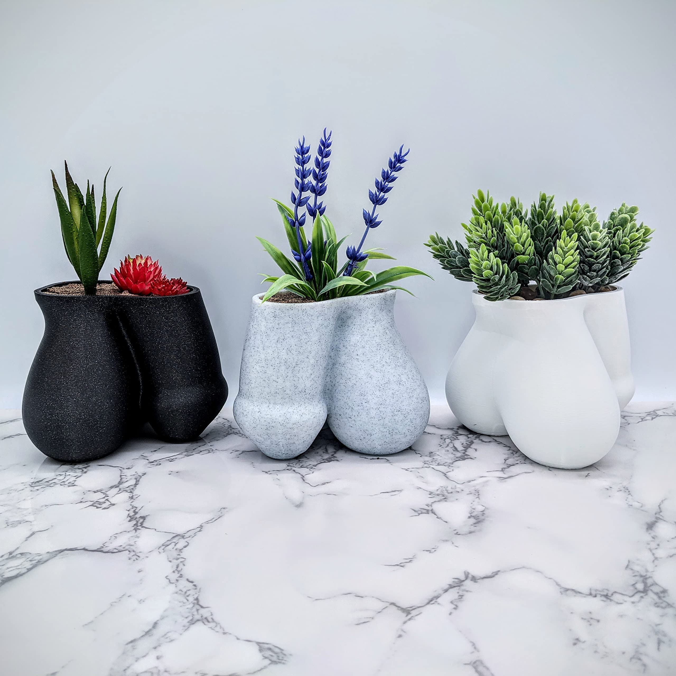 Succulent Penis Planter Pot - Male Body Shaped Plant Pots - Unique Anatomy Home Decor - White Balls Planter for Succulents & Small Plants | Perfect for Home Office, Garden Decor & Funny Gifts