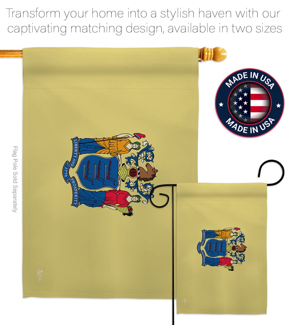 Americana Home & Garden New Jersey State Flag - Double-Sided USA Made House Banner for Yard, Garden & Porch Decor - Perfect for Patriotic Displays, Tailgating & Regional Pride