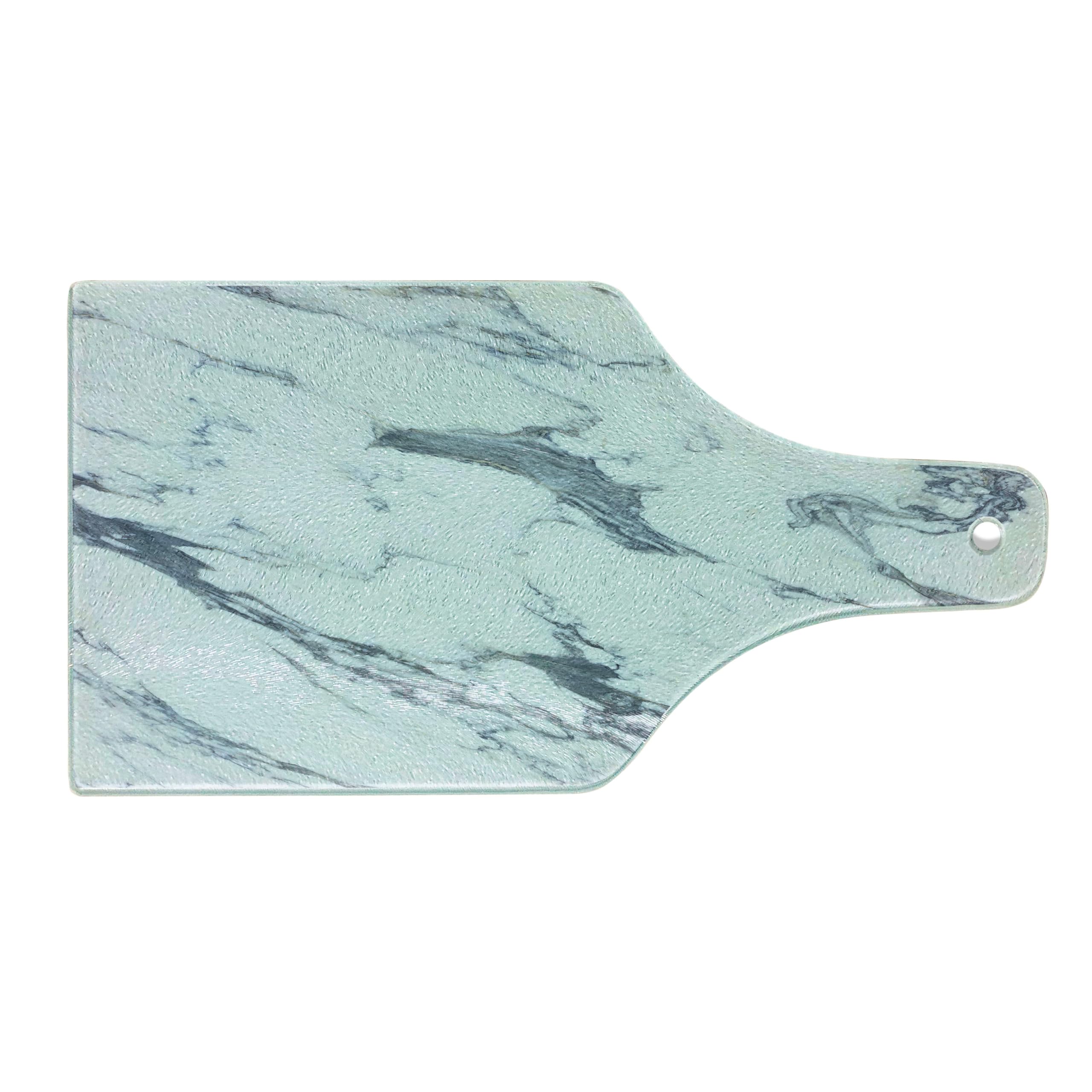Ambesonne Marble Print Tempered Glass Cutting Board - Realistic Mineral Surface Design in Blue Grey White - Decorative Serving Board for Kitchen & Wine Bottle Display - Perfect for Entertaining, Charcuterie & Cheese Platters