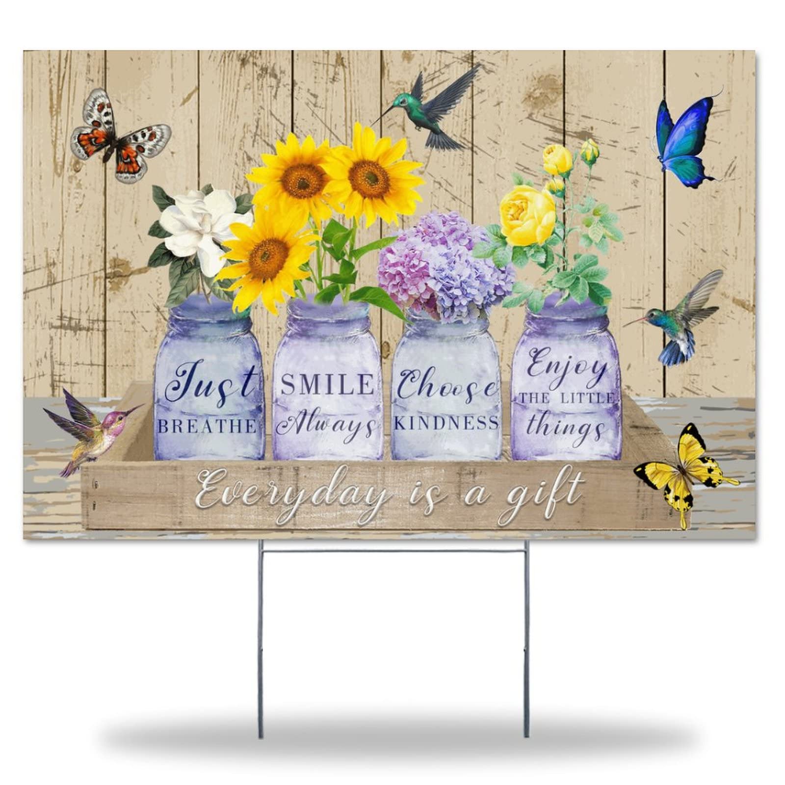 Floral Yard Signs Double-Sided 12x18in - Weather-Resistant Lawn Decor for Sales & Rent