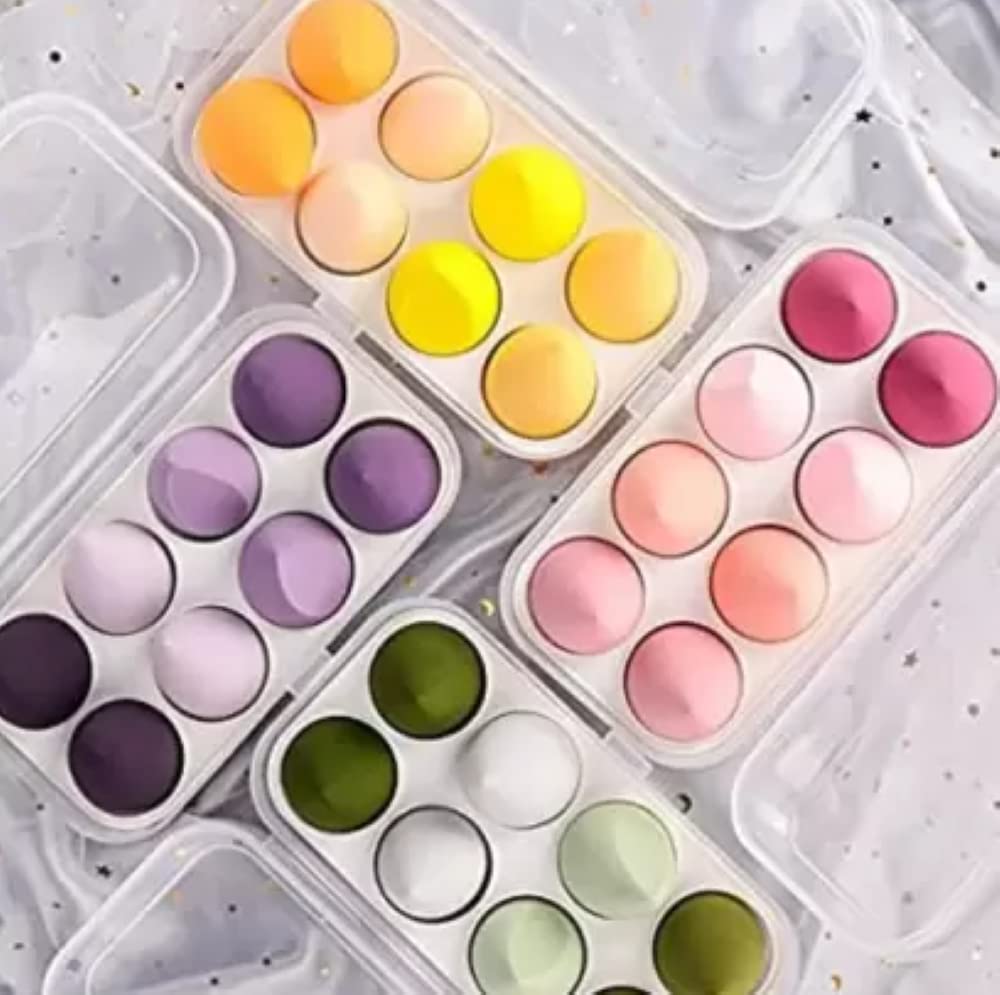 Feelhigh Blender Sponge 8-Piece Set with Storage Box - Premium Makeup Cosmetic Puff Sponges for Flawless Foundation & Concealer Application | Perfect for Home, Travel & Professional Makeup Kits
