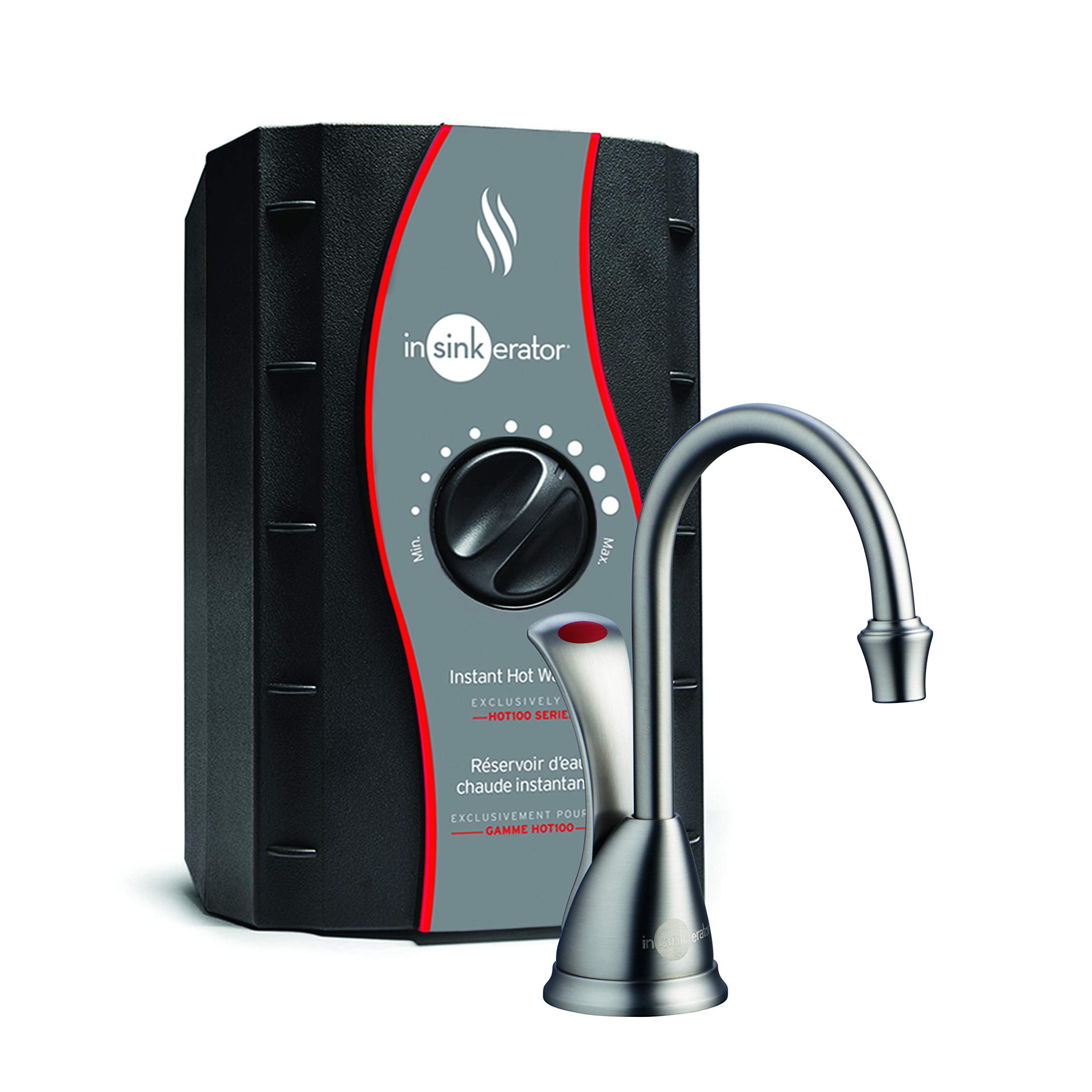 InSinkErator H-Wave-SN Instant Hot Water Dispenser System with Stainless Steel Tank - Satin Nickel Finish & Garbage Disposal Power Cord Kit (CRD-00, Black) - Perfect for Kitchen Sink, Coffee/Tea Making, and Quick Cooking