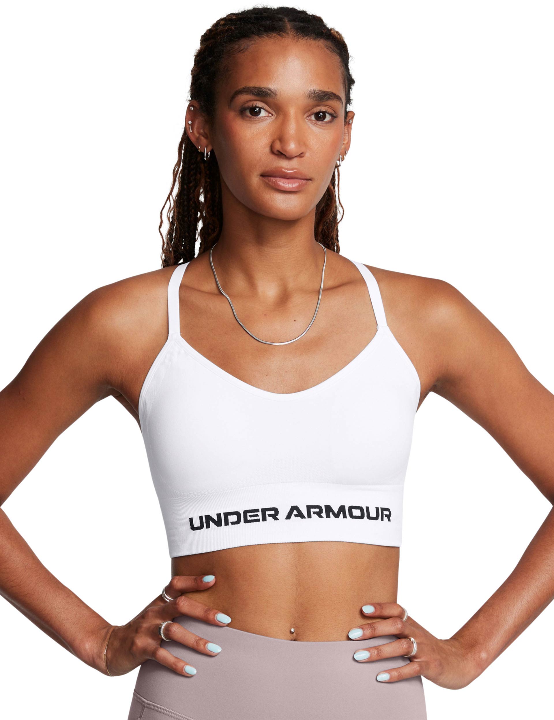Vanish Seamless Low-Impact Sports Bra for Women - Breathable Workout Top in White/Black - Perfect for Yoga, Running & Gym