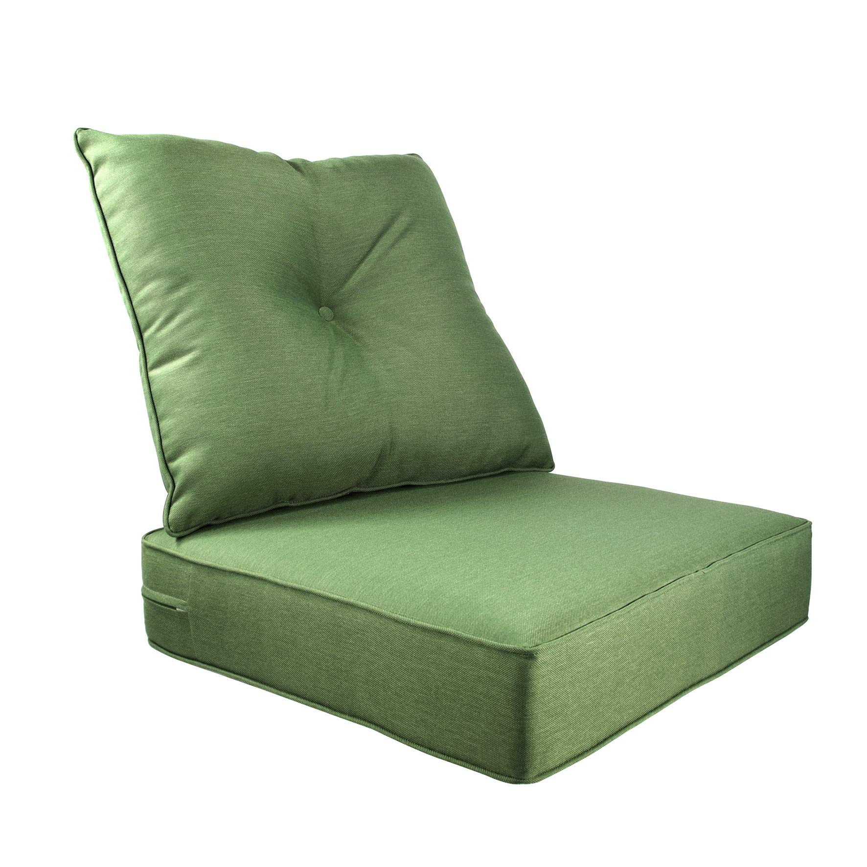 BOSSIMA Indoor Outdoor Deep Seat Chair Cushion Set - Spring Summer Seasonal Replacement Cushions (Olefin Deep Green) - Perfect for Patio, Deck, Porch & Garden Furniture