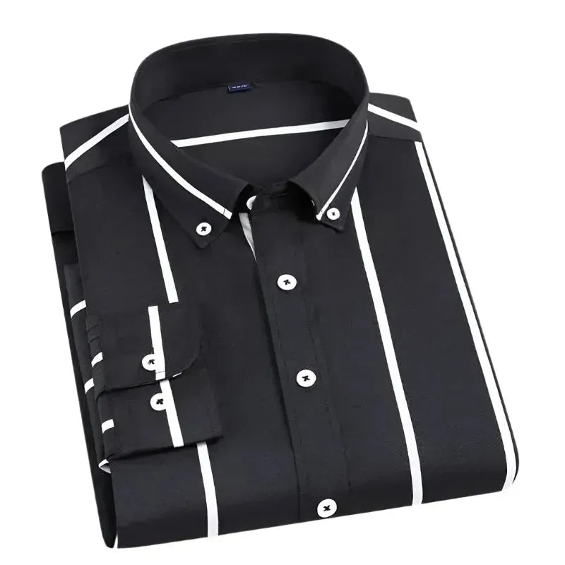 Men's Casual Wide Striped Shirt - Breathable Cotton Button Down for Summer | Office, Travel & Outdoor Activities