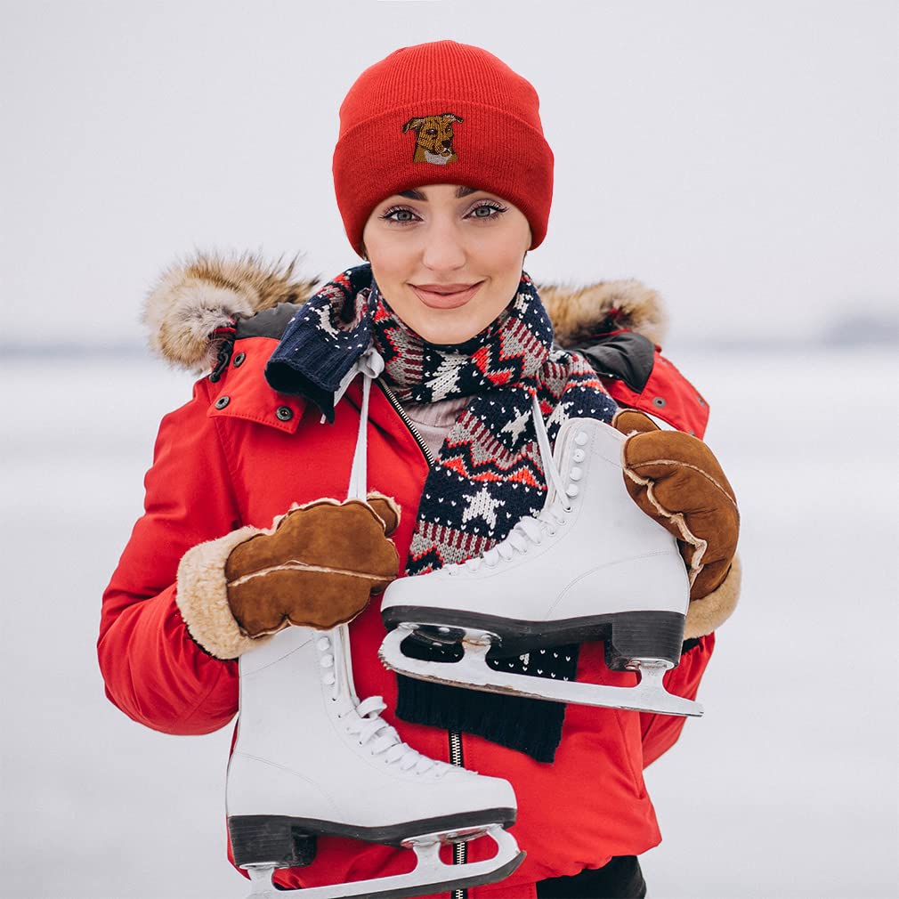 Custom Pitbull Embroidered Beanies for Men & Women - Acrylic Skull Cap Winter Hats with Dog Design - Perfect for Cold Weather, Outdoor Activities & Dog Lovers