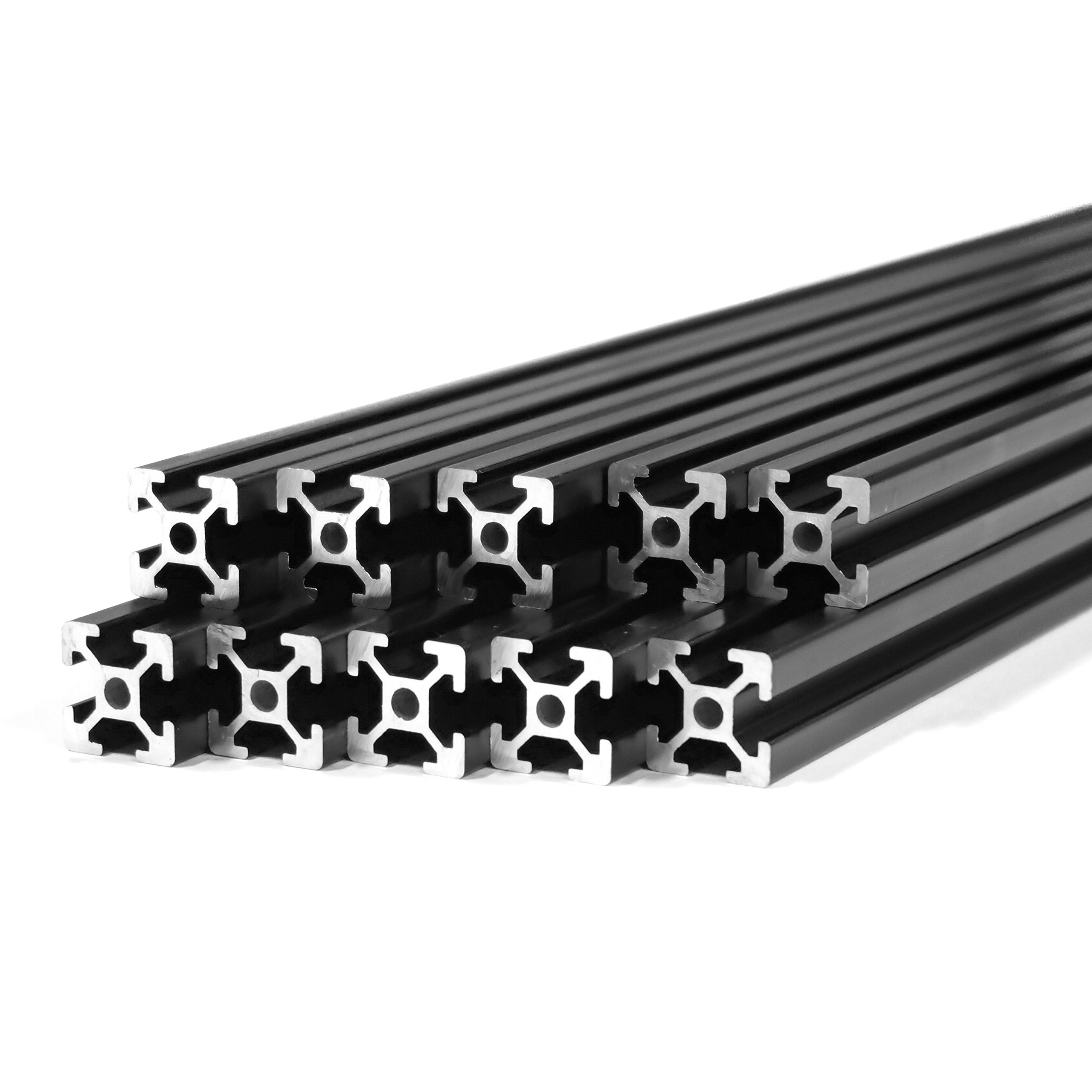10 Pack Black 2020 T-Slot Aluminum Extrusion Rails - 1M Length for 3D Printer, CNC Machine, Laser Cutter - Perfect for DIY Projects, Robotics, and Industrial Framing