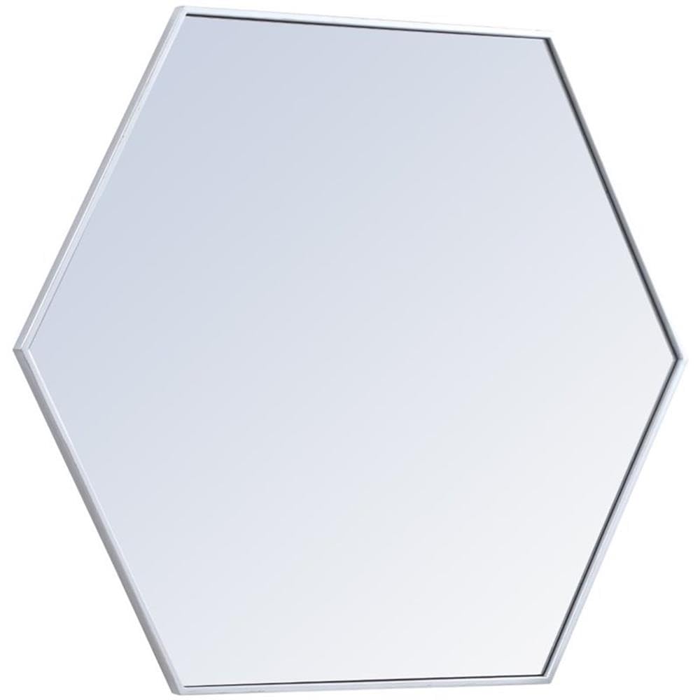 35x41 Inch Silver Hexagonal Metal Wall Mirror - Elegant Home Decor for Living Room, Bedroom & Entryway