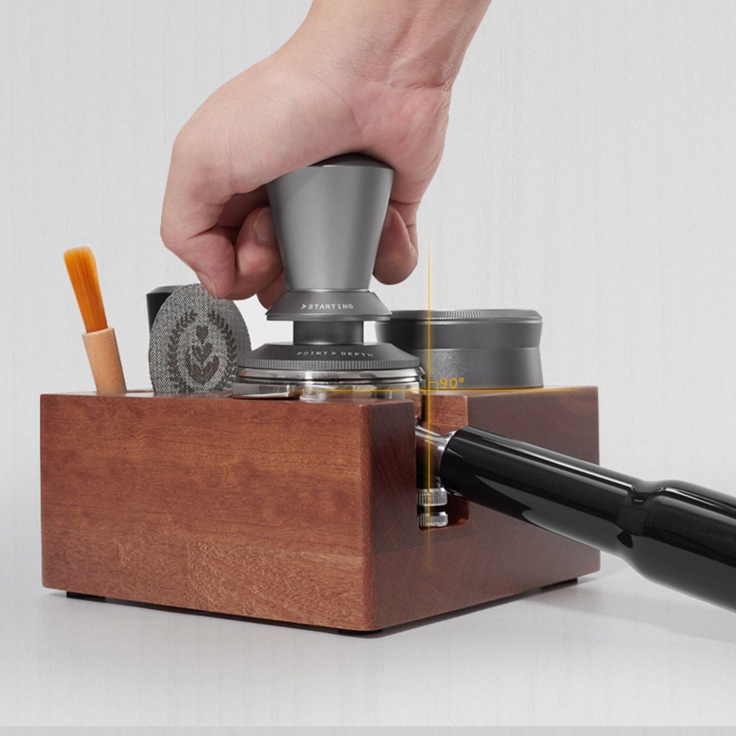 Premium Espresso Tamping Station with Built-in Organizer - Durable Coffee Bar Accessory for Home Baristas & Coffee Shops | Perfect for Espresso Preparation & Workspace Organization