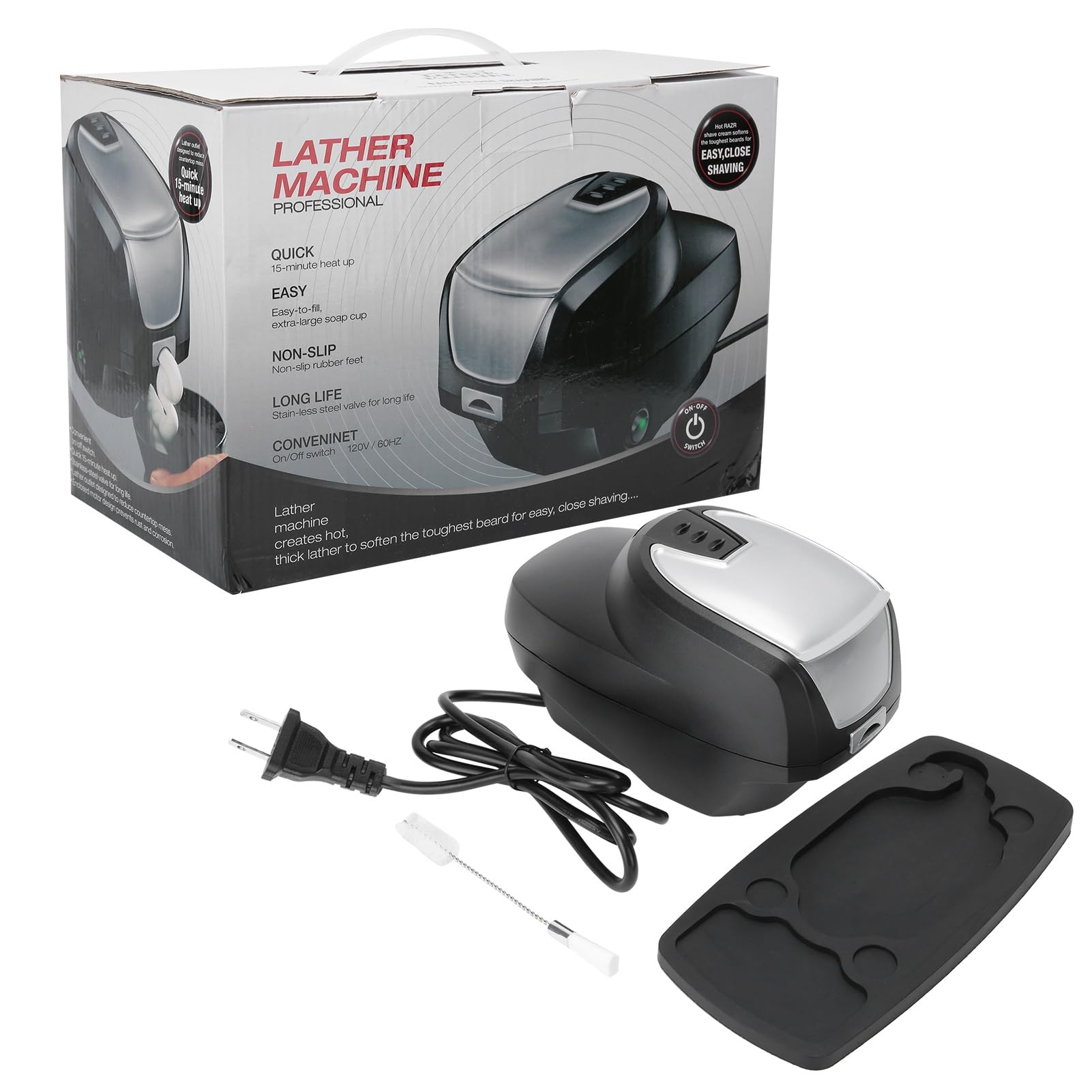 Professional Electric Hot Lather Foaming Machine for Shaving - Large Capacity with Cleaning Brush - Thick Moist Foam Generator for Barbershop & Home Use (US Plug) | Perfect for Barber Shops, Home Grooming & Professional Shaving Routines