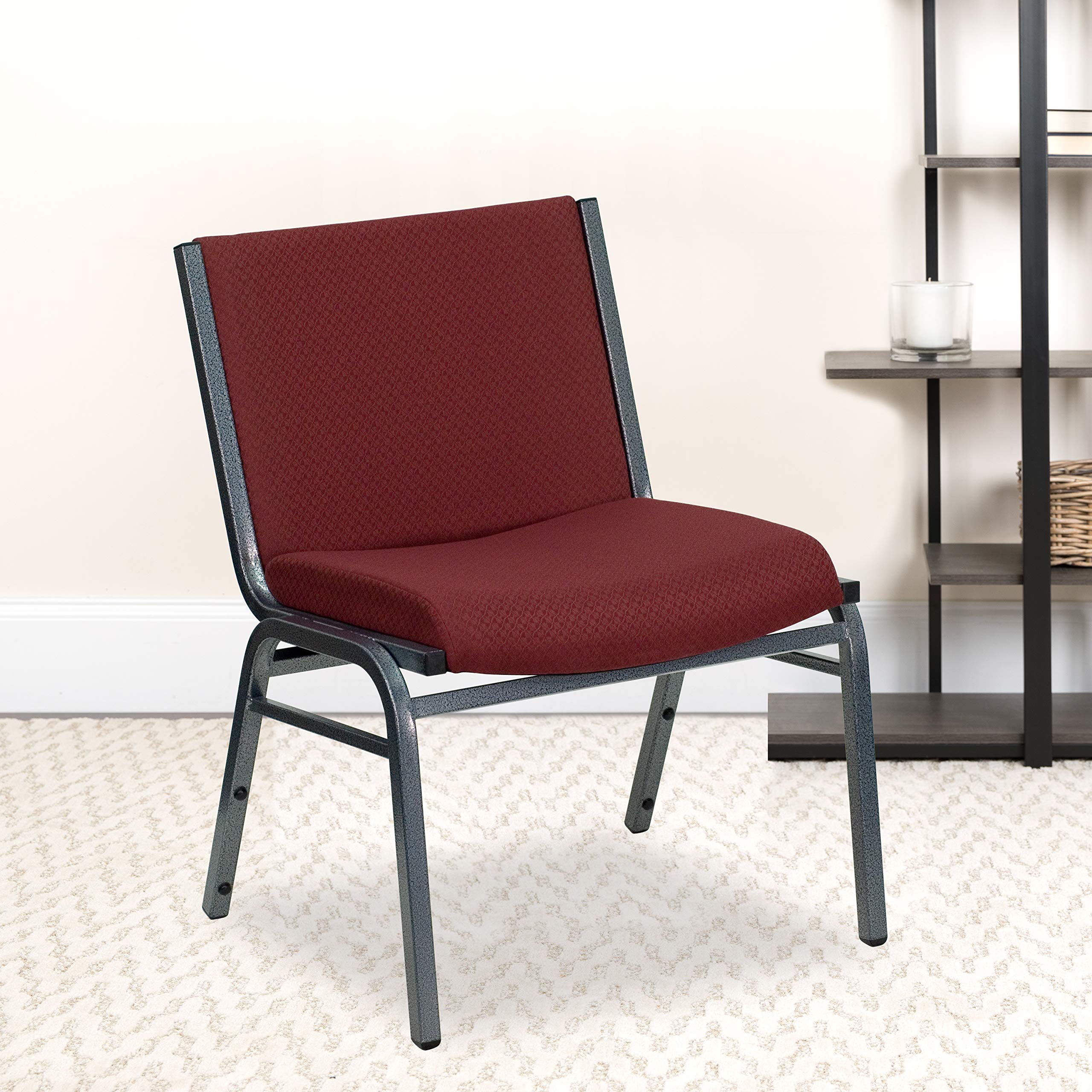 EMMA + OLIVER Heavy Duty Fabric Stack Chair - 1000 lb Capacity, Burgundy Color - Perfect for Office, Conference Rooms & Event Seating